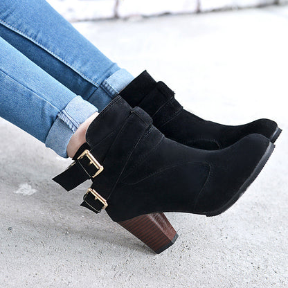 Winter Autumn Leather Casual Women High Heels Pumps Warm Ankle Boots GlamzKart