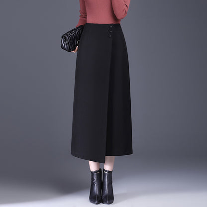 Draping Irregular Straight Women's Split Sheath Skirt Black GlamzKart
