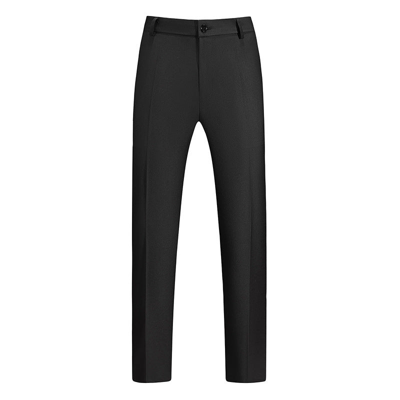 New Boys Straight Solid Color Business Wear Draping Effect Casual Suit Pants Black GlamzKart