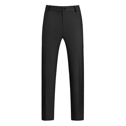 New Boys Straight Solid Color Business Wear Draping Effect Casual Suit Pants Black GlamzKart