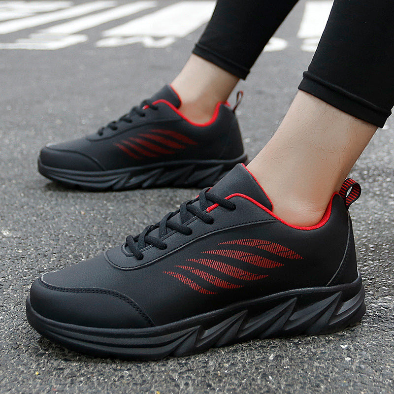 Men's Soft Bottom Light Casual Shoes Teenagers Autumn And Winter Leather Running Shoes GlamzKart