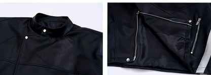 Oblique Placket Motorcycle Jacket GlamzKart