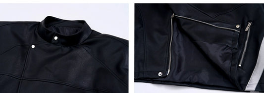 Oblique Placket Motorcycle Jacket GlamzKart