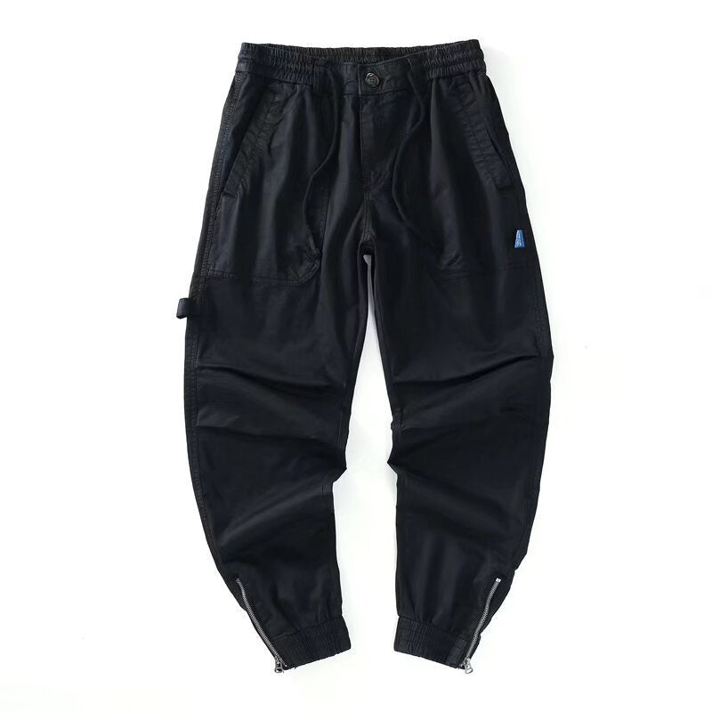 Loose-fit Tappered Men's Plus Size Loose All-matching Casual Trousers Black GlamzKart