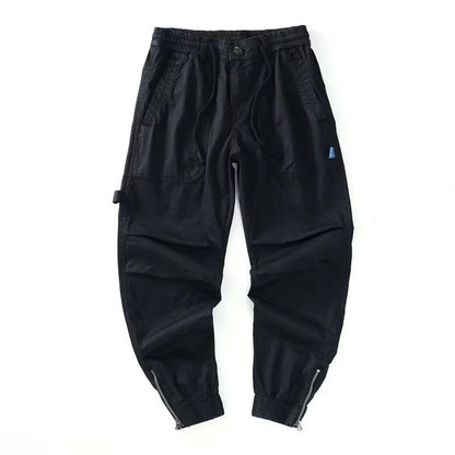 Loose-fit Tappered Men's Plus Size Loose All-matching Casual Trousers Black GlamzKart