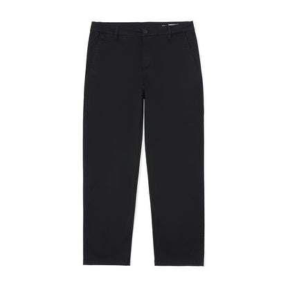 Casual Pants Men's Business Shirt Solid Color Stretch Cotton Cropped Pants Black GlamzKart