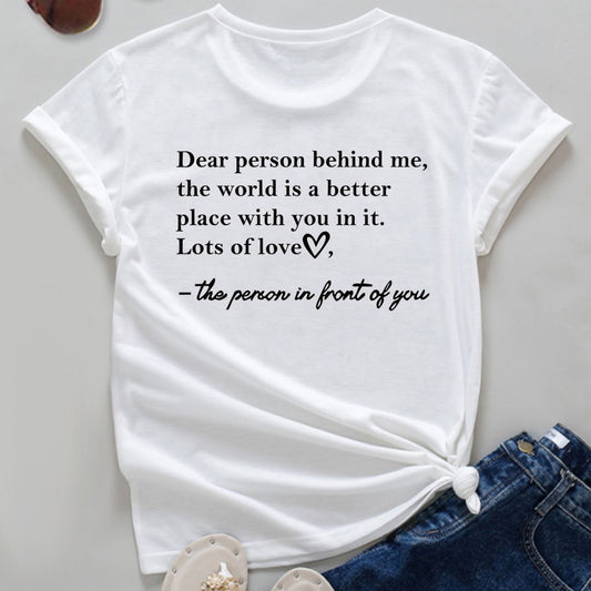 Women's Letter Printed Fashionable Round Neck Short Sleeved Shirt GlamzKart