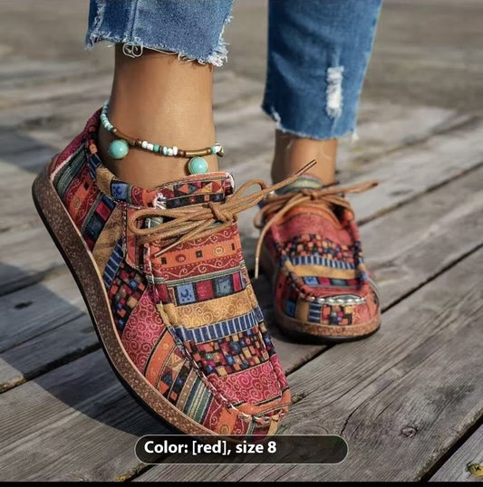 Color Graffiti Canvas Flat Bottom Pumps GlamzKart