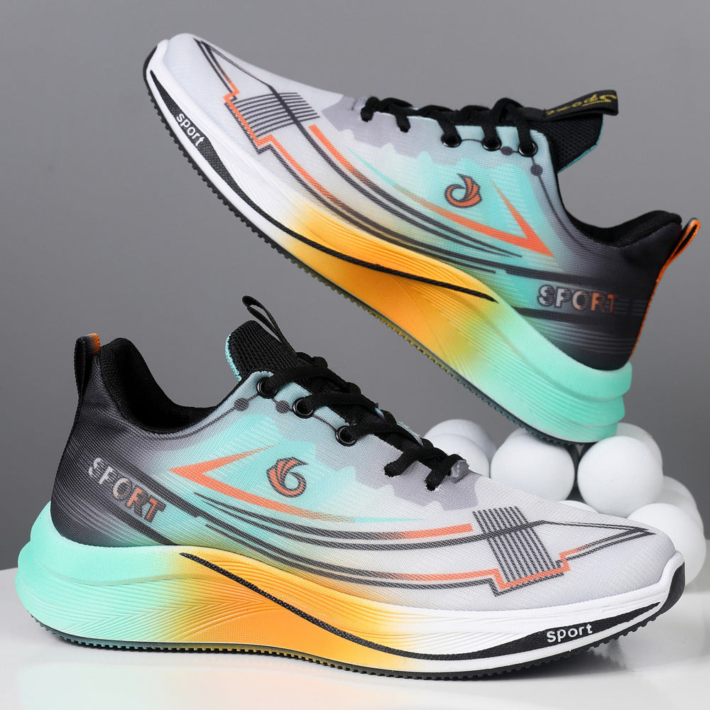 Mesh Breathable Running Shoes Lightweight Comfortable Breathable Trendy Casual Shoes Men's Shoes Gray Orange GlamzKart