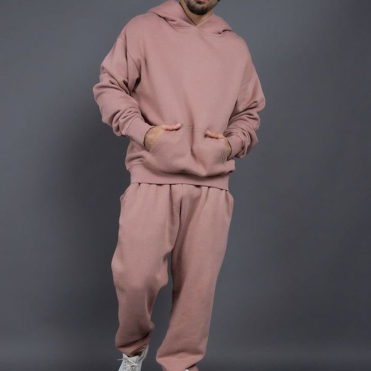 Men's Casual Loose Solid Color Hooded Sweatshirt Pants GlamzKart