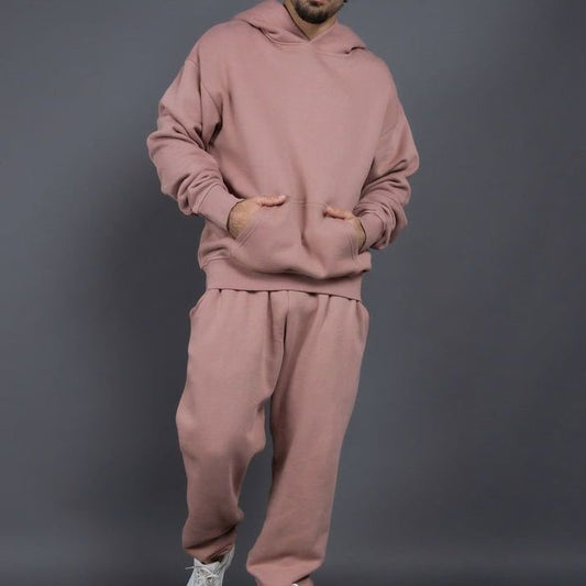 Men's Casual Loose Solid Color Hooded Sweatshirt Pants GlamzKart