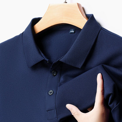 Korean Casual Loose Lapels T-shirt Men Sapphire Blue GlamzKart