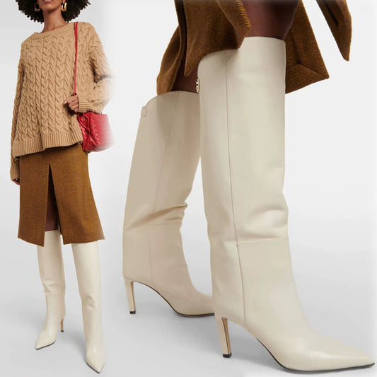 Simple European And American Style Fashion Catwalk Pointed-toe Stiletto Straight Boots GlamzKart