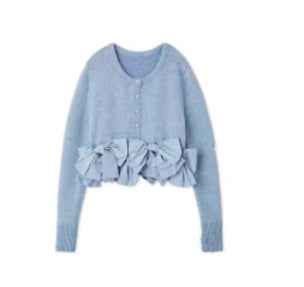 Women's Long-sleeved Sweater Bow Decoration Temperament Leisure Top