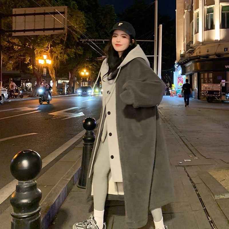 Long Coat Lambswool All-match Loose Fashionable Jacket