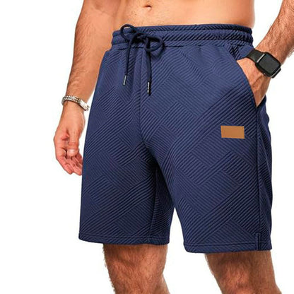 Casual Elastic Waist Drawstring Beach Vacation Shorts Navy Blue GlamzKart