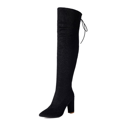 Over-the-knee Nightclub Knight 40-47 Large Size Boots Black GlamzKart