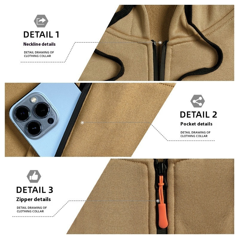 Men's Casual Multi-zipper Arm Pocket Sweatshirt GlamzKart