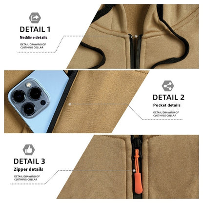 Men's Casual Multi-zipper Arm Pocket Sweatshirt GlamzKart