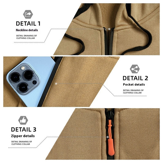 Men's Casual Multi-zipper Arm Pocket Sweatshirt GlamzKart