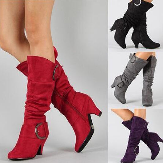 Fashion Brushed Velvet Spring And Autumn Women's Boots GlamzKart