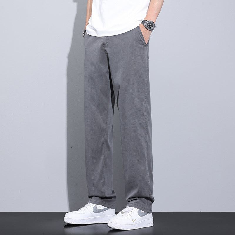 Thin Stretch Business Straight Loose-fitting Wide-leg Trousers Gray GlamzKart