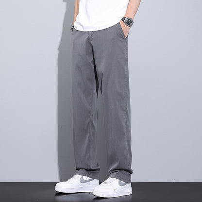 Thin Stretch Business Straight Loose-fitting Wide-leg Trousers Gray GlamzKart