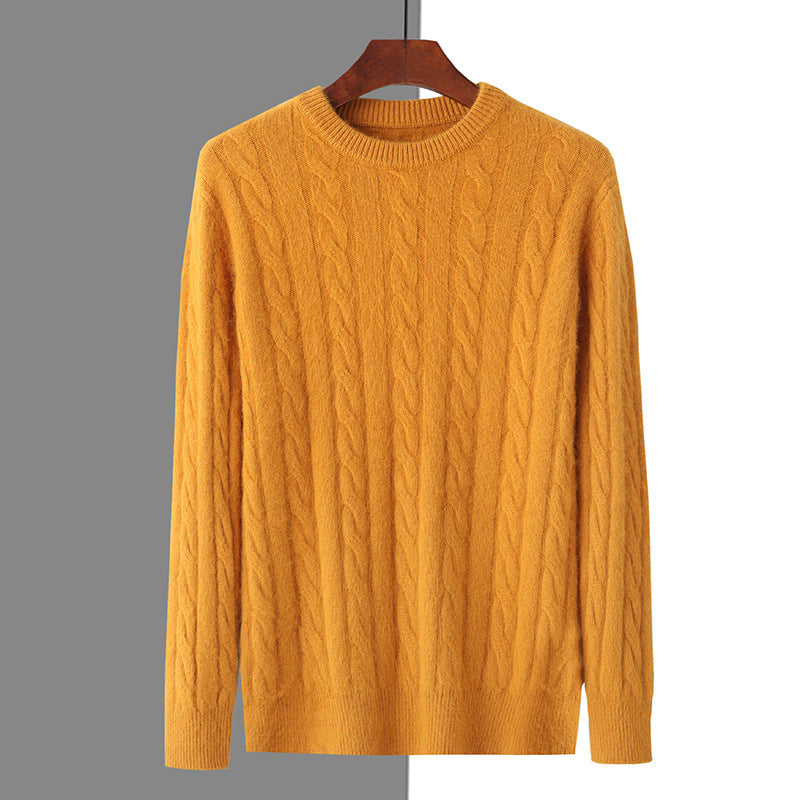 Plus Size Men's Thickened Mink Sweater Woolen Sweater Ginger Yellow GlamzKart