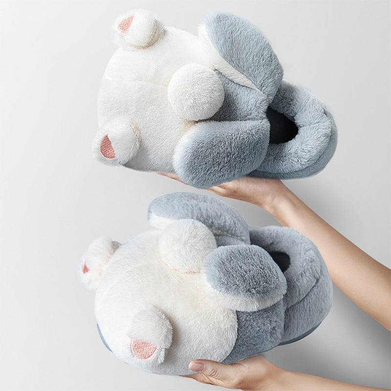 Women In Cotton Slippers With Wrapped Heels Are Cute In Winter Grey Package heel GlamzKart
