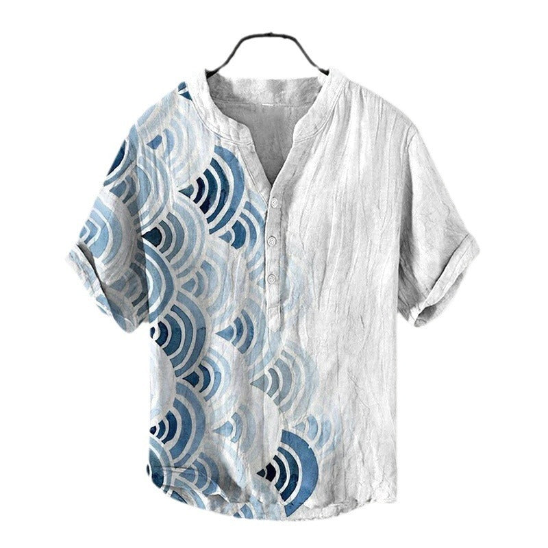 Summer Beach Casual Men's Clothing Short Sleeve V-neck GlamzKart