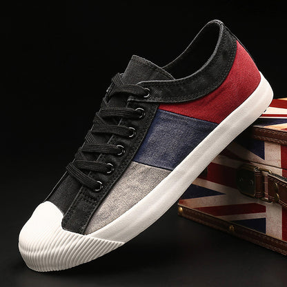 Versatile Canvas Casual Breathable Men's Shoes Black And White GlamzKart