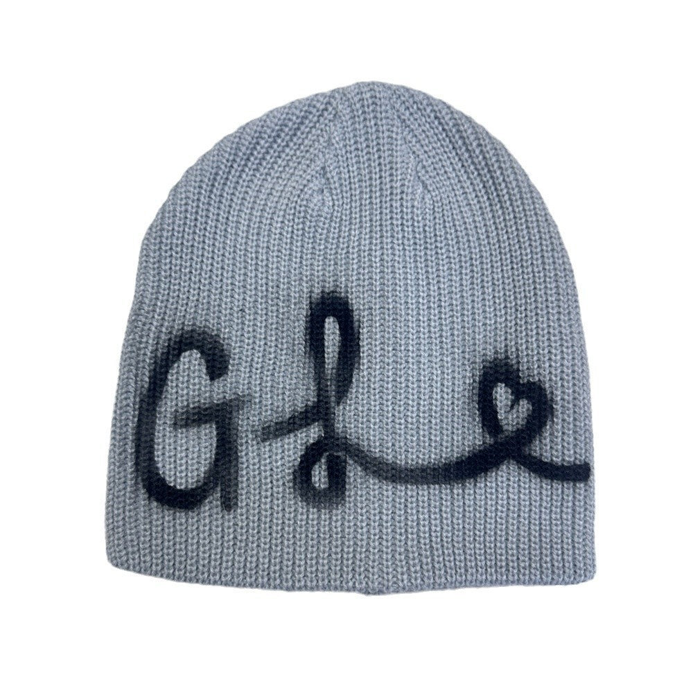 Street Style Letters Pile Heap Cap Beanie Hat Female Autumn And Winter Street G Gray M GlamzKart