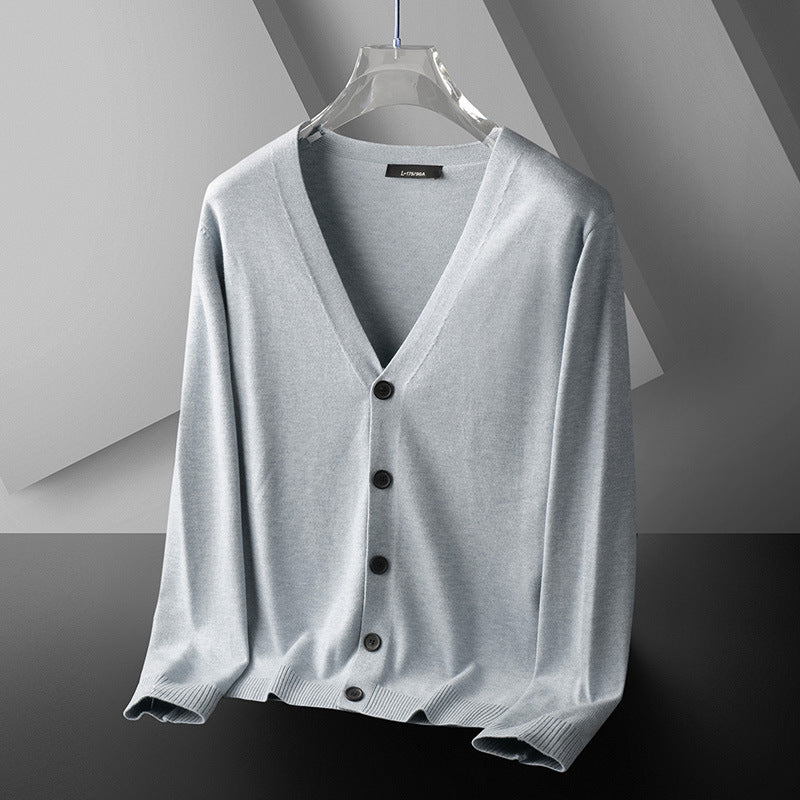 Thin Trendy Casual Outdoor Cotton Knitwear Black Sweater Light Gray GlamzKart