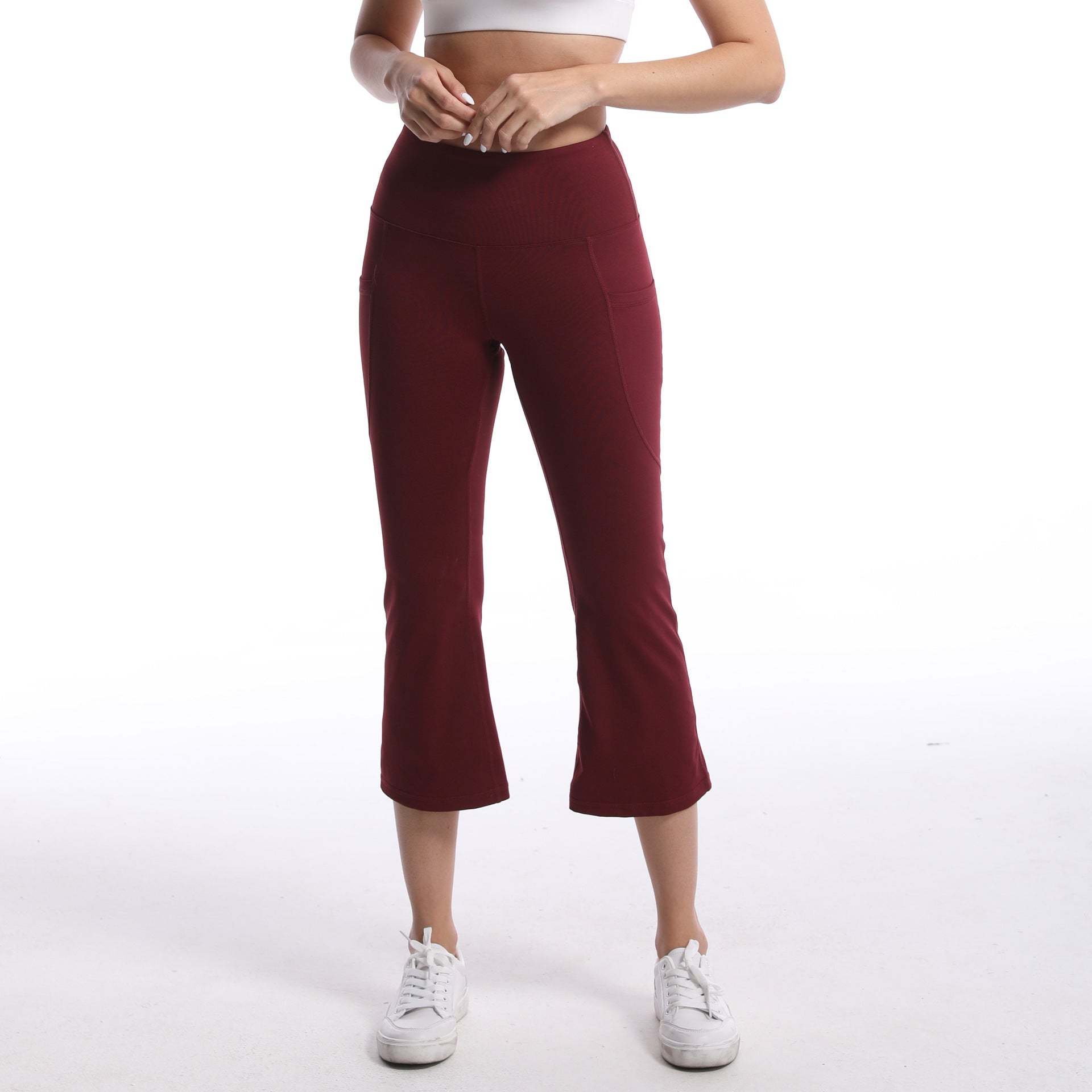 Pocket Solid Color Stretch Hip Lift Sports Nude Feel Yoga Leggings GlamzKart