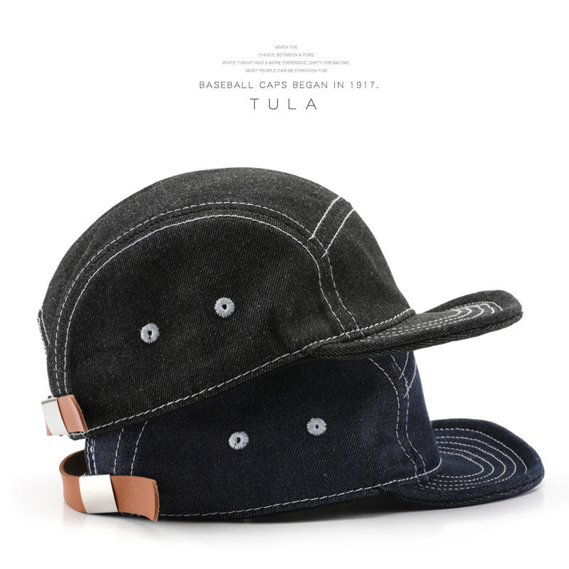Solid Color Light Board Short Brim Washed Denim Baseball Cap GlamzKart