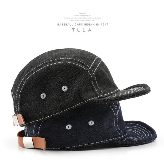 Solid Color Light Board Short Brim Washed Denim Baseball Cap GlamzKart
