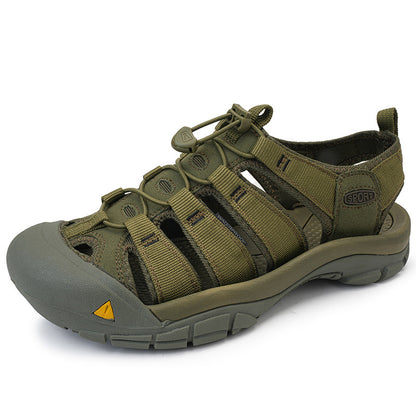 Men's Thick Bottom Toe Cap Beach Upstream Plus Size Outdoor Casual Shoes Green GlamzKart