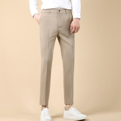 Summer Thin Cropped Men's Suit Pants Pencil Pants Solid Color Breathable Khaki GlamzKart