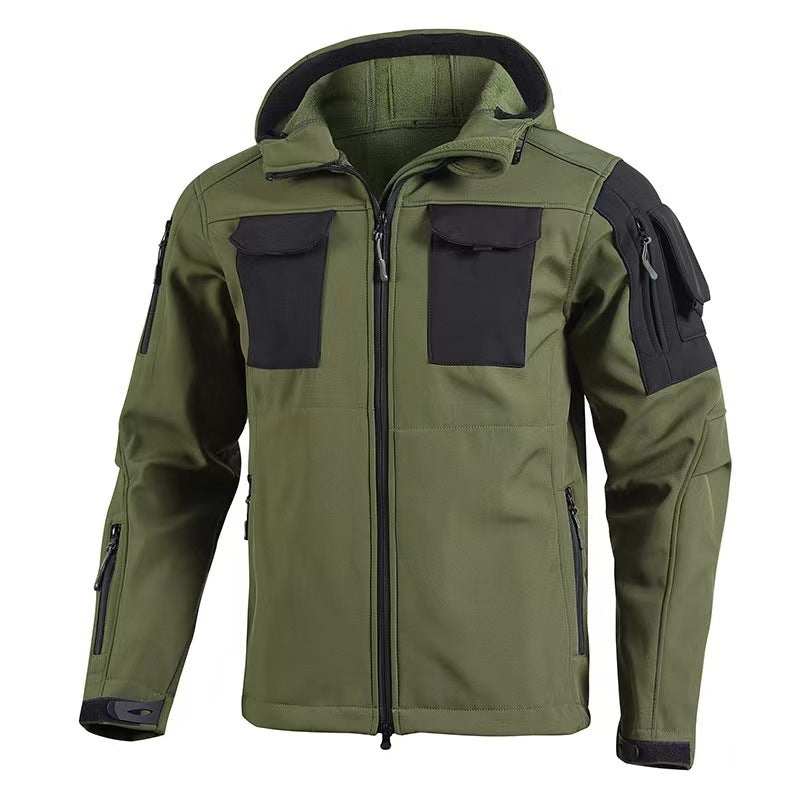Soft Shell Beetle Top Fleece-lined Windproof Waterproof Jacket Green GlamzKart