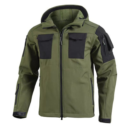 Soft Shell Beetle Top Fleece-lined Windproof Waterproof Jacket Green GlamzKart