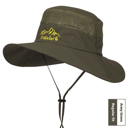 Bucket Hat Men's Summer UV Protection Outdoor Travel Army Green GlamzKart