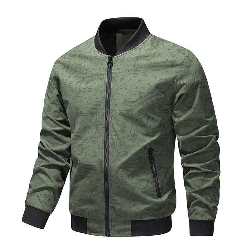 Spring And Autumn Jacket Men's Simple Youth Coat Zipper Bag High Quality Fabric GlamzKart