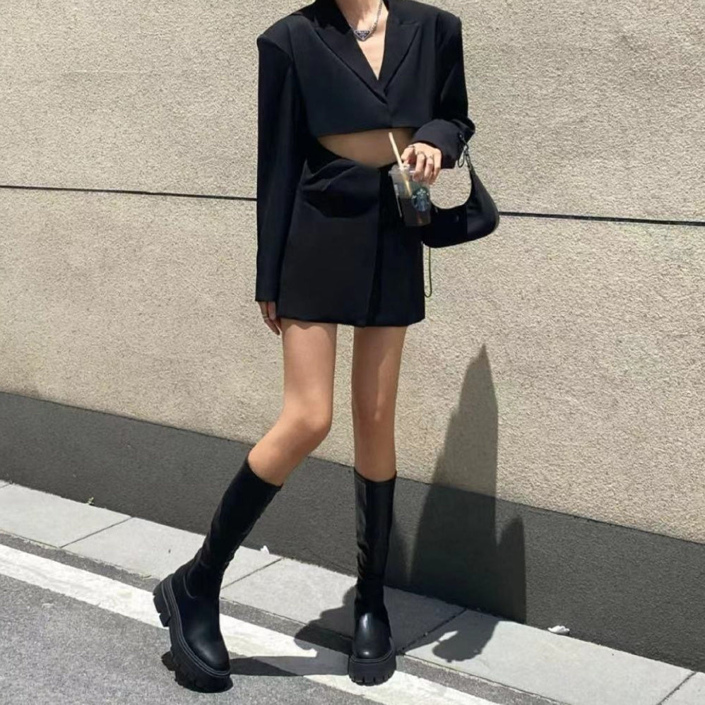 Autumn And Winter Horse Knight Boots High Leg Boot Thick Bottom Female Stretch Boots GlamzKart
