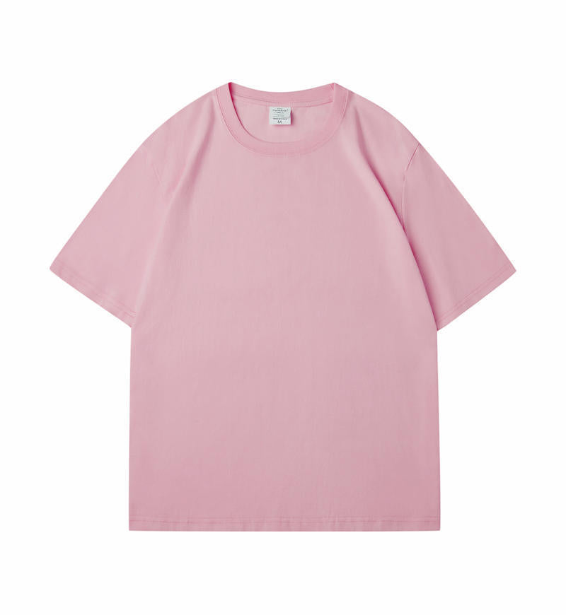 All-matching Round Neck Short Sleeves Loose Pink GlamzKart