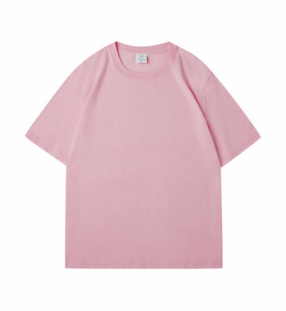 All-matching Round Neck Short Sleeves Loose Pink GlamzKart