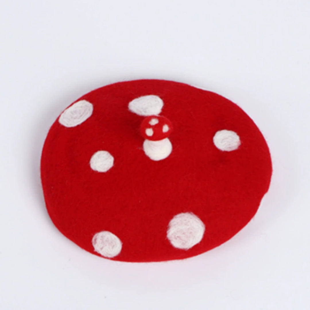 Top Small Mushroom Handmade Wool Felt Beret GlamzKart