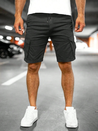 Fashion Personality Men's New Woven Five-point Pants Black GlamzKart