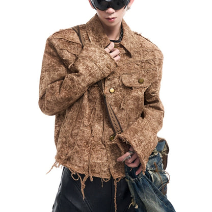Desert Waste Soil Wind Rough Edge Damage Denim Coat GlamzKart