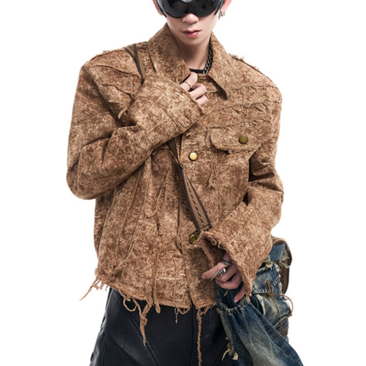 Desert Waste Soil Wind Rough Edge Damage Denim Coat GlamzKart
