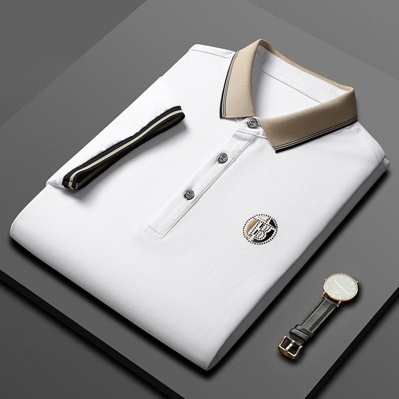 Short Sleeve Men's Lapels Fashion Brand Clothes 2359 Ivory White GlamzKart